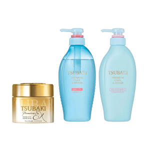 Masque Capillaire Premium Réparation Multi-Effets 188ml×1 + Set Shampooing & Après-shampooing Cool Premium Bleu Contrôle du Sébum, Volume, Lissage 450ml×2【2 Packs】【Édition Limitée】