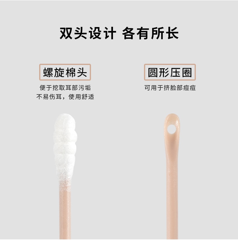 玛莉安 【官方授权旗舰店】多用途双头护理棉签|螺旋棉头+圆形压圈 80支