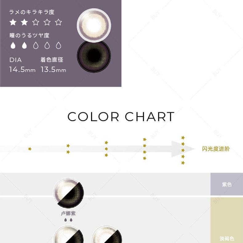 【日本美瞳/日本直郵】FAIRY Shimmering 日拋美瞳 Luna Mauve 露娜紫「棕色系」10片裝 度數-3.00(300)預定3-5天 DIA:14.2mm | BC:8.6mm