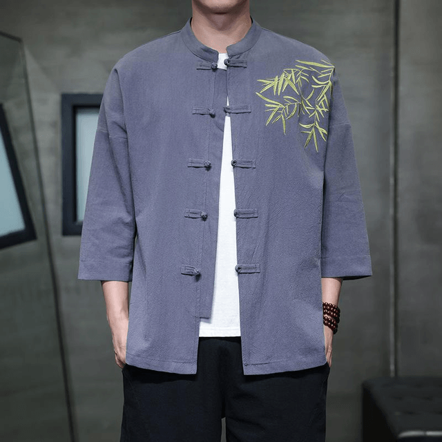 dress shirt in chinese Traditional Chinese Shirt For Man Long Sleeve Ramie Shirt