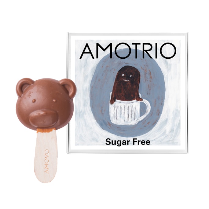 AMOTRIO 小熊棒棒糖 无糖牛奶巧克力口味 10支入