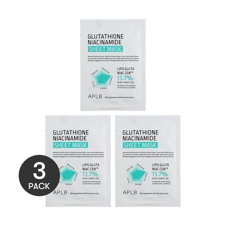 aplb glutathione niacinamide sheet mask product info APLB Glutathione Niacinamide Sheet Mask 25ml x 1ea / 0.85 fl. oz. –  carites-shop