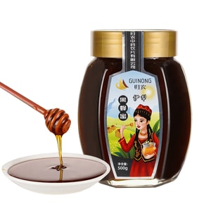 Guinong Black Honey 500g – natural raw honey, Baume≥42.5°, high enzymes. No additives, wild multi-floral. Amber & thick. For all ages & pregnancy. Great for breakfast.
