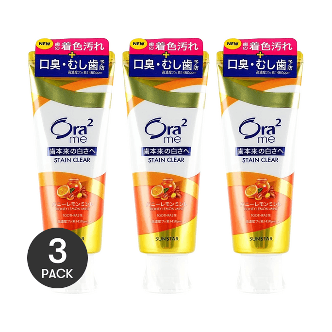 Stain Removal Teeth Cleaning Toothpaste Honey Lemon Mint, 4.59 oz *3【Value Pack】