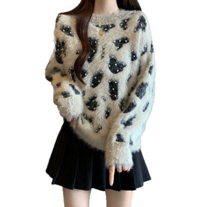 Autumn and winter fashion nail bead imitation mink fur knitwear sweater card color one size fits all