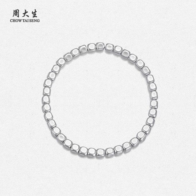 [중국 직송] 주대성 순은 팔찌, 순은, 은 설탕 큐브 팔찌, 여자친구를 위한 가볍고 고급스러운 선물 (약 12g) 1개