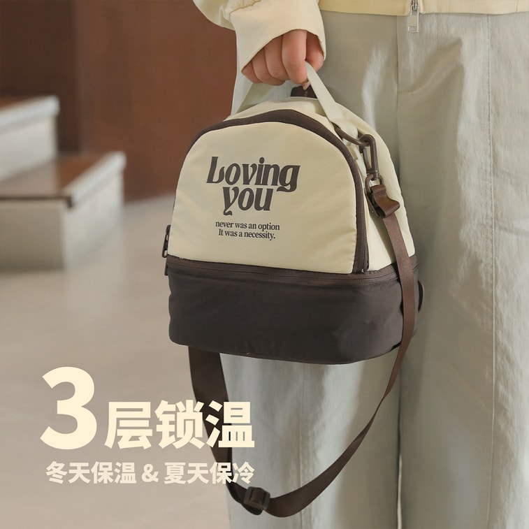 Cute Large Capacity Insulated Lunch Bag Stylish Crossbody Bag For Office Meal Carrying Cream Yellow F 1 Piece 3