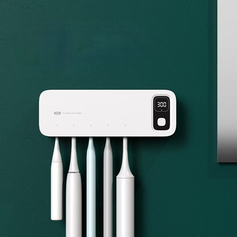 【マルチスピードデジタルディスプレイ】歯ブラシ殺菌乾燥サイクルインテリジェントUV殺菌歯ブラシホルダーホワイト1個 4