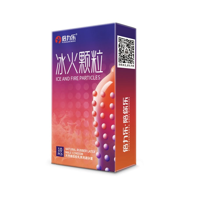 New Product Ice And Fire Granules Hyaluronic Acid Super Lubricating Ultra-Thin Condoms 10 Condoms