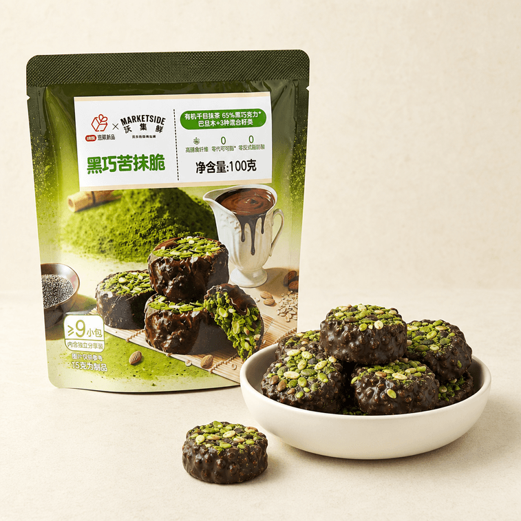 Dark Chocolate Matcha Crisp 3.53 oz【Organic Matcha + 65% Pure Cocoa Butter Dark Chocolate】【High Dietary Fiber】 - Image 2
