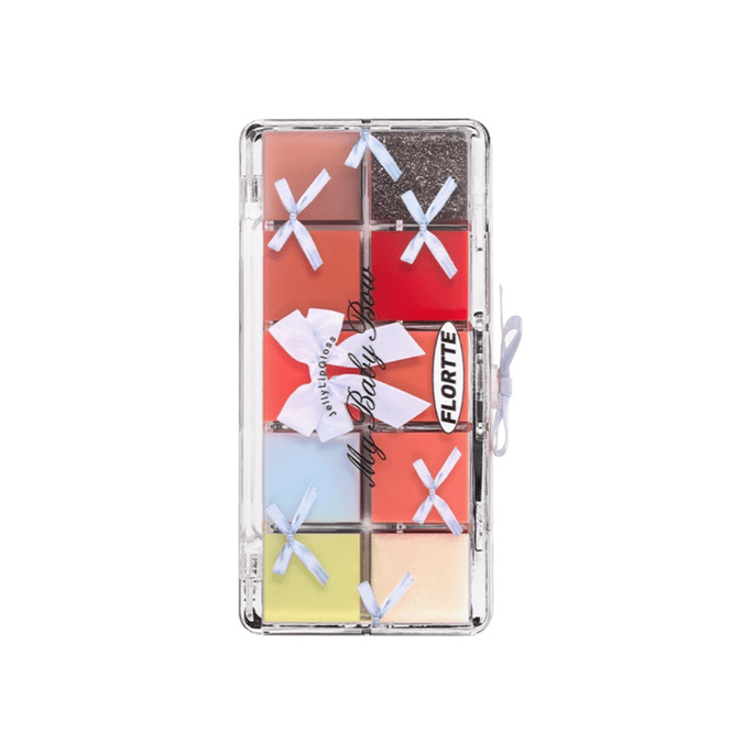 【Expédition directe de Hong Kong】 Palette de fard à lèvres "Princess Heartbeat" de Flower Lolita, 10 couleurs, 01# Douce Grand-mère, 17g, palette de couleurs chaudes, DIY, finition fruitée et brillante, hydratante et non collante
