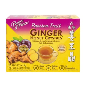  美国 太子牌 百香果姜王晶 10 包 - 速溶姜茶 100% 纯天然无咖啡因,养胃护胃,缓解痰多 / 咽喉肿痛 / 鼻塞,暖身驱寒 + 提神醒脑