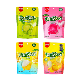 Peelerz Peeling Gummy Candy ,Green Apple+White Peach+Banana+Lemon Flavor, 6oz*4【4 Combo Pakcs】