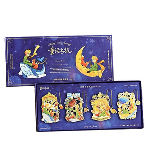 Cultural Little Prince Rose Hollow Pendant Metal Bookmark Travel Box Fairy Tale Journey 4 Pieces*1 Box