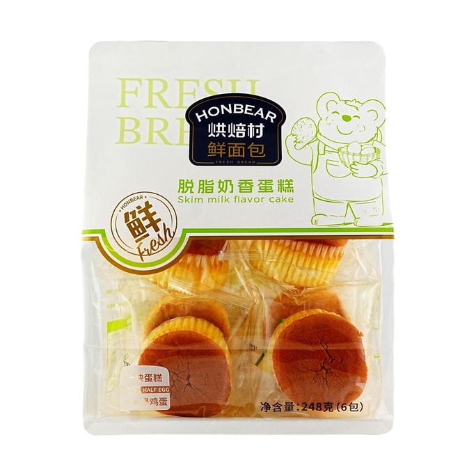 烘焙村 脫脂奶香蛋糕 6枚入 248g【營養早餐】