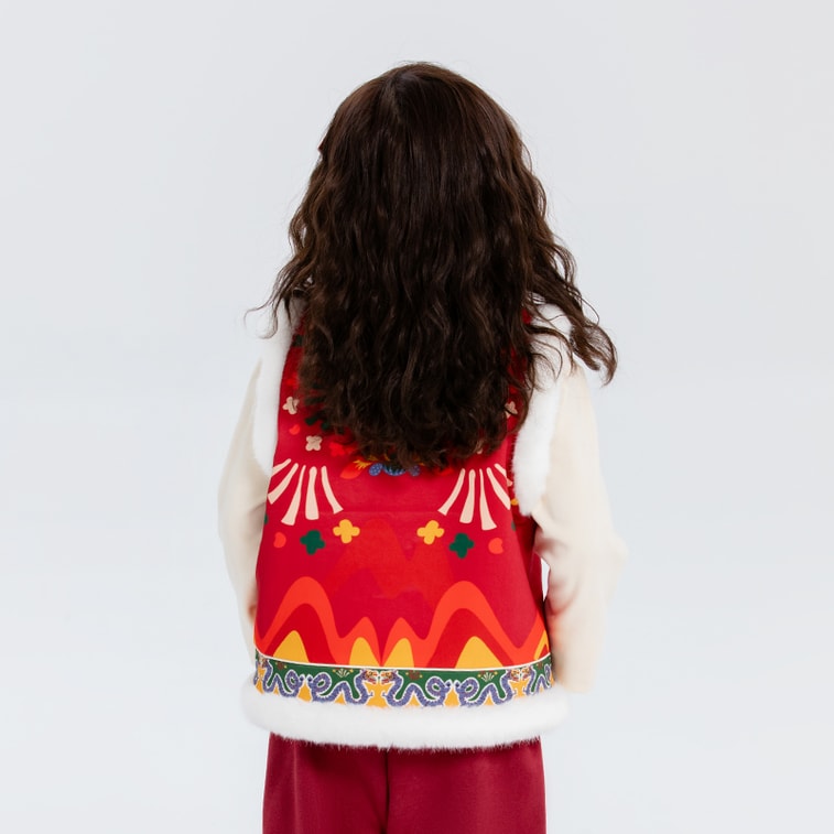 【中国直邮】年衣儿童棉马甲男女秋冬新款婴儿小马褂背心拜年服 紫苑红 150码 9