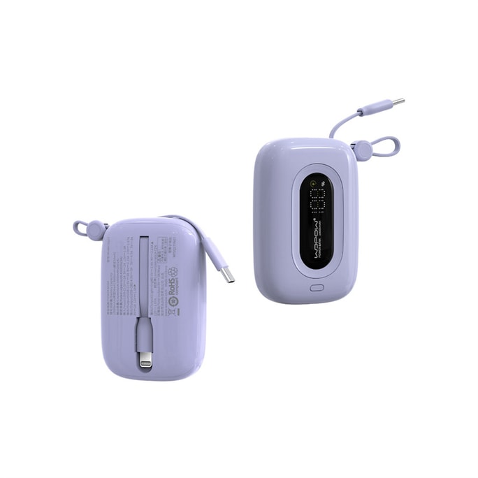 Charger With Cable High Capacity Fast Charging Compact And Portable Taro Purple