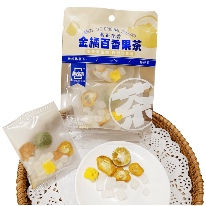 集良木 金桔百香果茶 水果茶 花果花茶包維C美白 凍乾技術【拒絕碎茶】10袋獨立小包120G