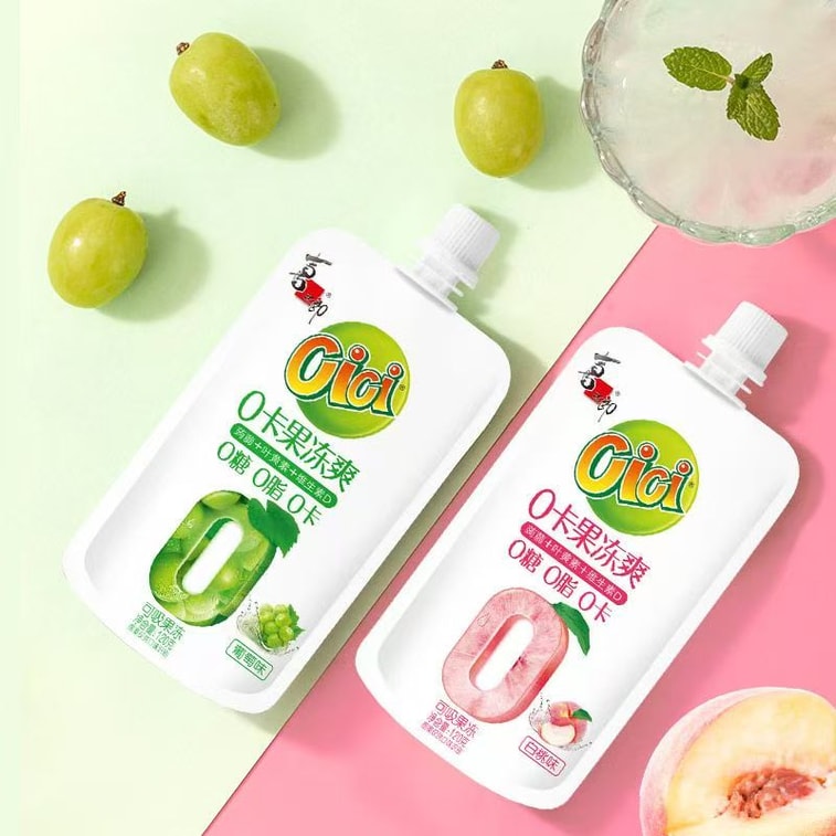 Xizhilang Cici Zero-Calorie Suck Jelly, Sugar & Fat Free, Peach + Grape 240g Total 5