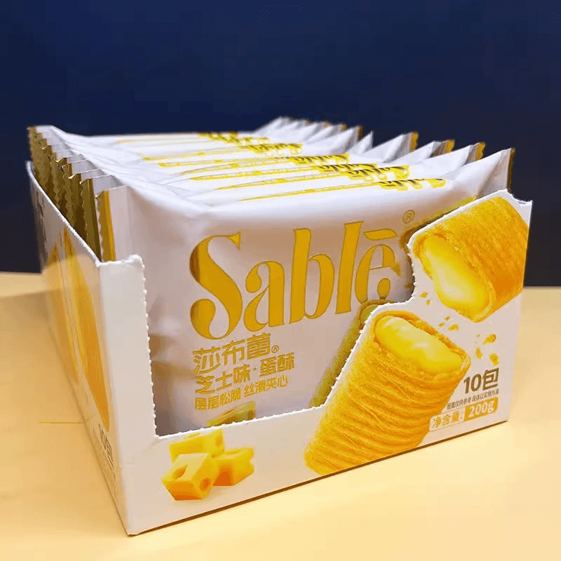 Sablé Cheesecake Flavor Melt-in-the-Mouth Puff Sandwich Egg Rolls, Snack, Individually Packaged, 200g*2 Boxes