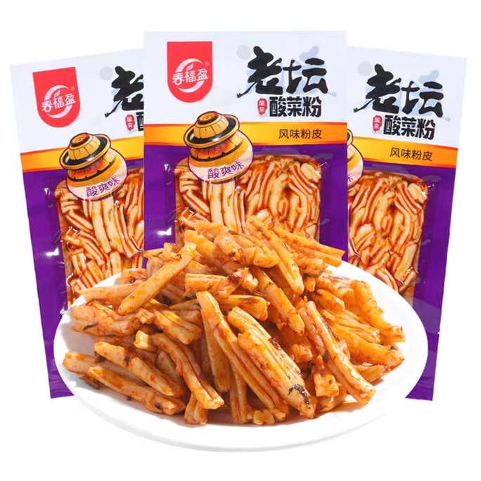 【中国直邮】 春福盈 老坛酸菜粉凉粉皮香辣粉皮辣条8090后儿时校园怀旧零食 26g*5袋