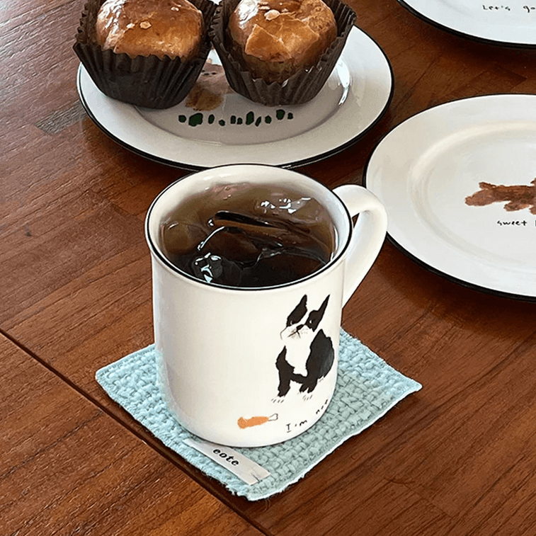 【Mug Set】Mummur Ceramic Plate French Bulldog 18cm 7