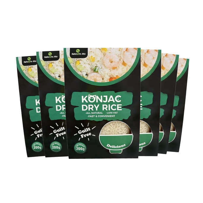 Konjac Dry Rice - All Natural Low-Calorie Gluten-Free Rice Alternative 1200g pack of 6 (200g/pack)