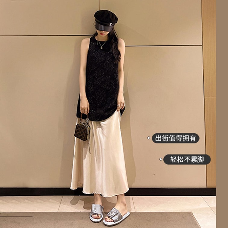【中國直郵】 HSPM 新款國風居家軟底防滑平底可外穿涼拖鞋 白色 36-37(適用於35-36) 10