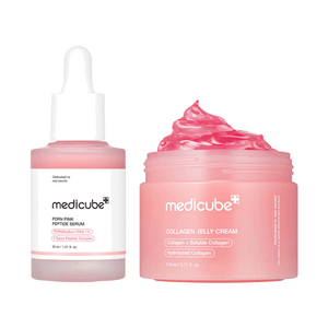 韓國Medicube美蒂秋芙 PDRN粉紅胜肽精華 美白去皺雙效 30ml×1 + 膠原蛋白彈潤果凍凝霜 緊緻彈力 110ml×1【2份超值組合裝】