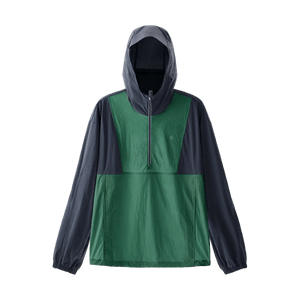 502UV Unisex Half-Zip Color Block Sun Protective Jacket, Forest Green+Deep Navy, L, UPF100+