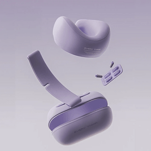 Neck Pillow + Eye Mask + Earplugs + Storage Bag - Travel Capsule 4-Piece Set, Misty Mountain Purple