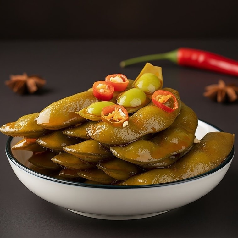 Edamame, marinated vegetarian snack, suitable with rice or as a side dish with drinks, spicy marinated edamame ready to eat 5 packs about 100g, flavours shipped randomly 4