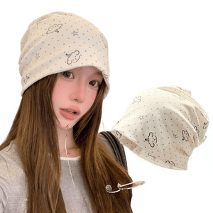 【中国直邮】 弥潮 孕妇月子帽女产后产妇防风冷帽子星星小狗款1件