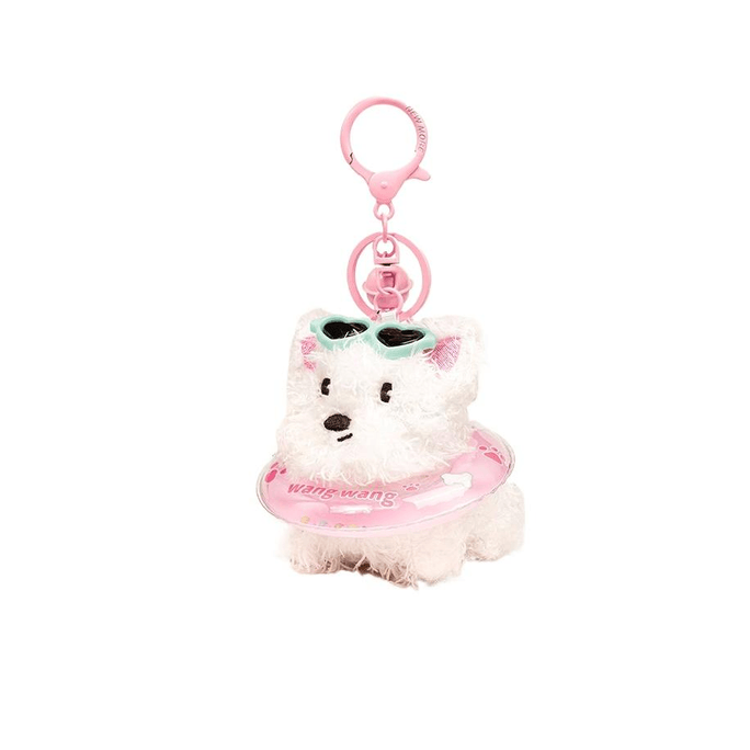 Honey Bear Yuyi Swimming Circle West Highland Dog Bag Pendant Pendant Pink And White Dog Plush Style 1