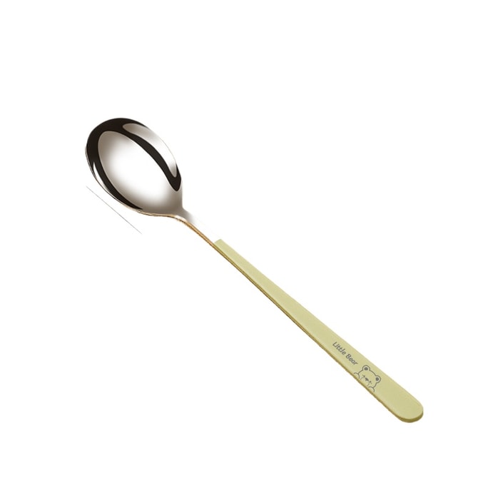 National Style 316 Stainless Steel Spoon Household Cartoon High Avocado Green Bear Style Large Size 1 Piece