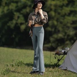 BENEUNDER蕉下 女士凉感微喇裤 凉感运动裤子 瑜伽裤防晒裤 高弹修身显瘦塑型 深蓝灰 160/68A(M)