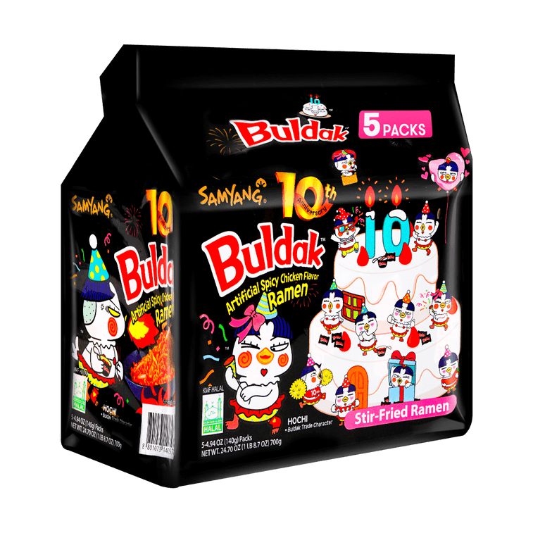 Korean Buldak Noodles Stir-Fried Ramen - Hot Chicken Flavor, 4.94 oz*5 ,24.7 oz【Trending on TikTok】【Packaging May Vary】 8
