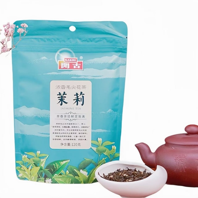 开古 百年号 浓香茉莉毛尖茶 一级 清香扑鼻 醇厚鲜爽 余韵绵长 120g 可自制茉莉雪芽