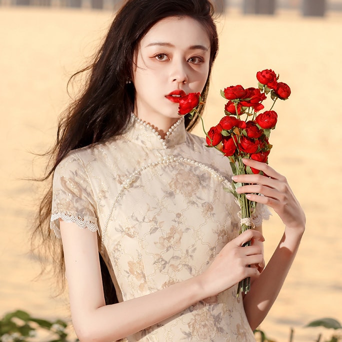 中國直郵 悟語伊知 新款夏季改良年輕款氣質復古民國風女裝旗袍連身裙 L