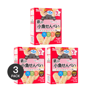 【Value Pack】Baby Toddler Food Calcium Teether Cracker Cookies, Whitebait*3 7M+