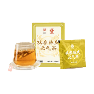 Double Ginseng & Tangerine Peel Vitality Tea, 0.2 oz*10Bags - Boost Energy | Improve Fatigue【Hema Selection】