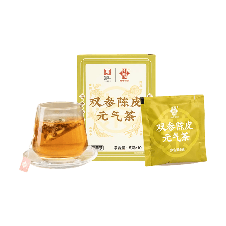 Double Ginseng & Tangerine Peel Vitality Tea, 0.2oz*10Bags - Boost Energy | Improve Fatigue【Hema Selection】 8