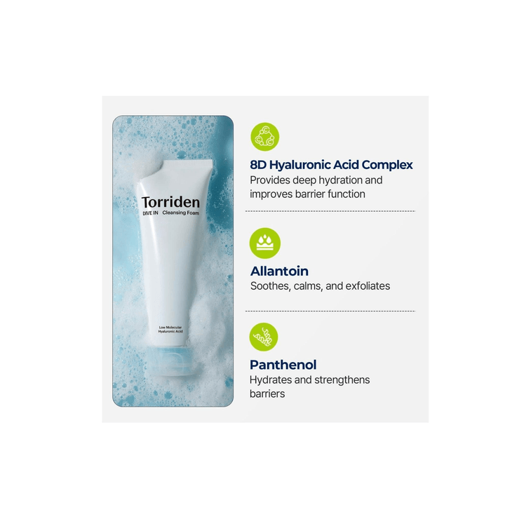 DIVE IN Low Molecular Hyaluronic Acid Cleansing Foam 150ml 3