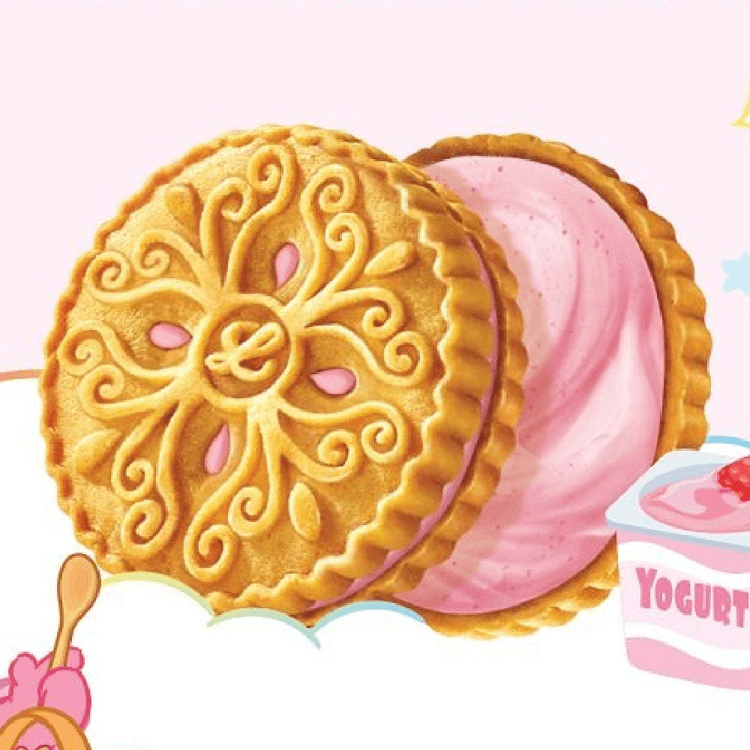 韓国ロッテ サンドクッキー ストロベリーヨーグルト味 105g - Yami