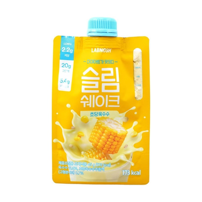 韓國LABNOSH 纖體奶昔粉 高蛋白質高纖維代餐 低糖控卡維A/C/E+鈣鐵鋅營養早餐 45g*7袋 173Kcal/袋 #甜玉米 牛奶沖泡口味佳