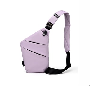 【中國直郵】 HSPM 新款多功能防盜貼身胸包收納包單肩斜背包旅行背包 淺紫色右肩 1個