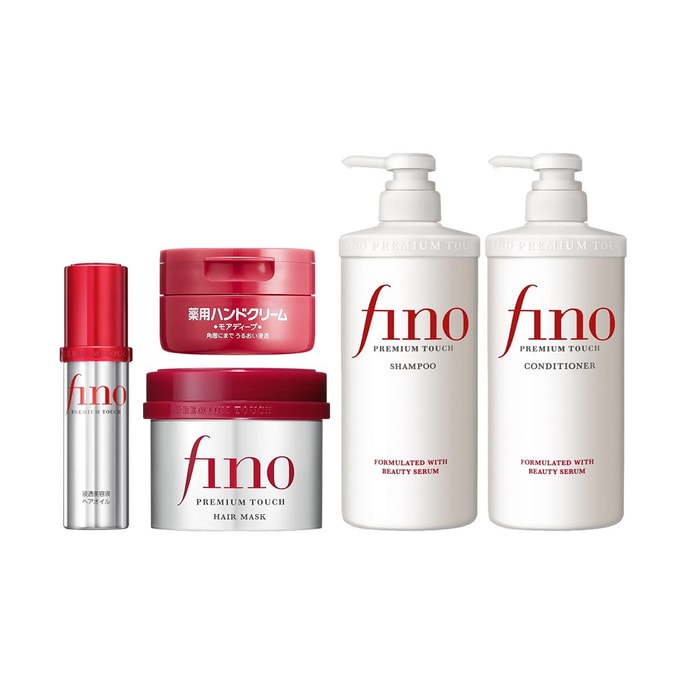 FINO Premium Touch Hair Mask 230g+Repair Shampoo+Conditioner 550ml*2+Hair Oil 70ml+Hand Cream 100g【Value Pack】