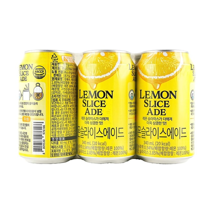 Real Lemon Slice Ade Drink 11.49 fl oz*6packs【GS25 Selected】【Korea Trendy】