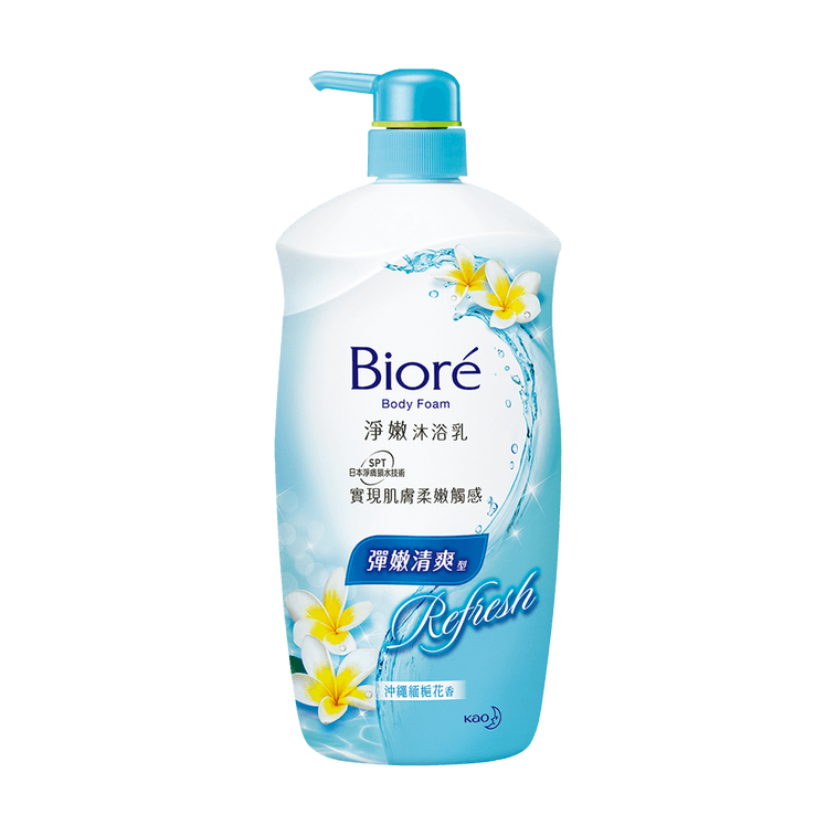 日本KAO花王 BIORE 蜜妮弹嫩清爽沐浴乳 冲绳缅栀花香 1L 大容量 4