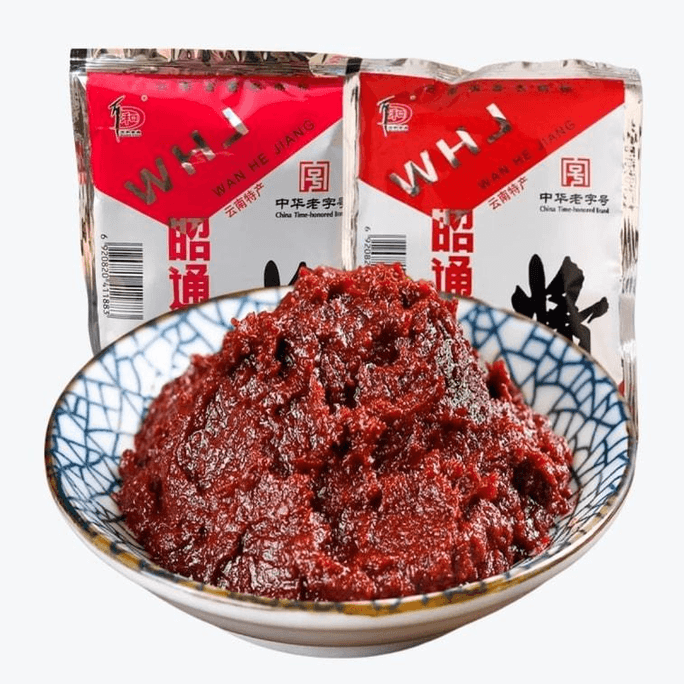 [중국 직배송] 완허 윈난 특산 자오퉁 쌀국수 및 훠궈 소스 150g x 2봉지 [윈난 풍미] 무형문화유산 전통 두반장(발효 잠두장)을 사용한 볶음 요리 및 면 요리에 활용도 높은 양념 [보물 베이스]